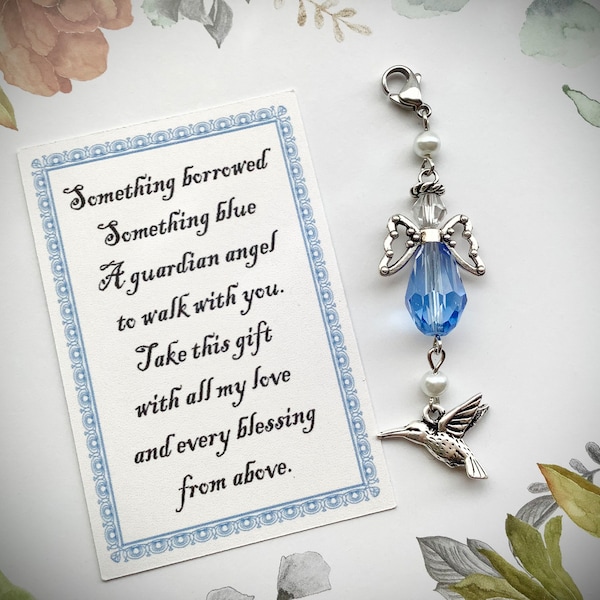 Blue Hummingbird Angel Bouquet Charm | Something New | Something Blue | Bridal | Wife to be gift | For the Bride