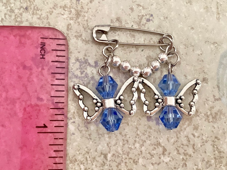 2 Guardian Angels Bridal Shower Gift Bride Gift Something Blue Glass Wedding Bouquet Charm Mom and Dad Memory Pin Loss of two loved ones