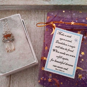 Dandelion Seed Wishing Jar Necklace: Glass Vial Pendant
