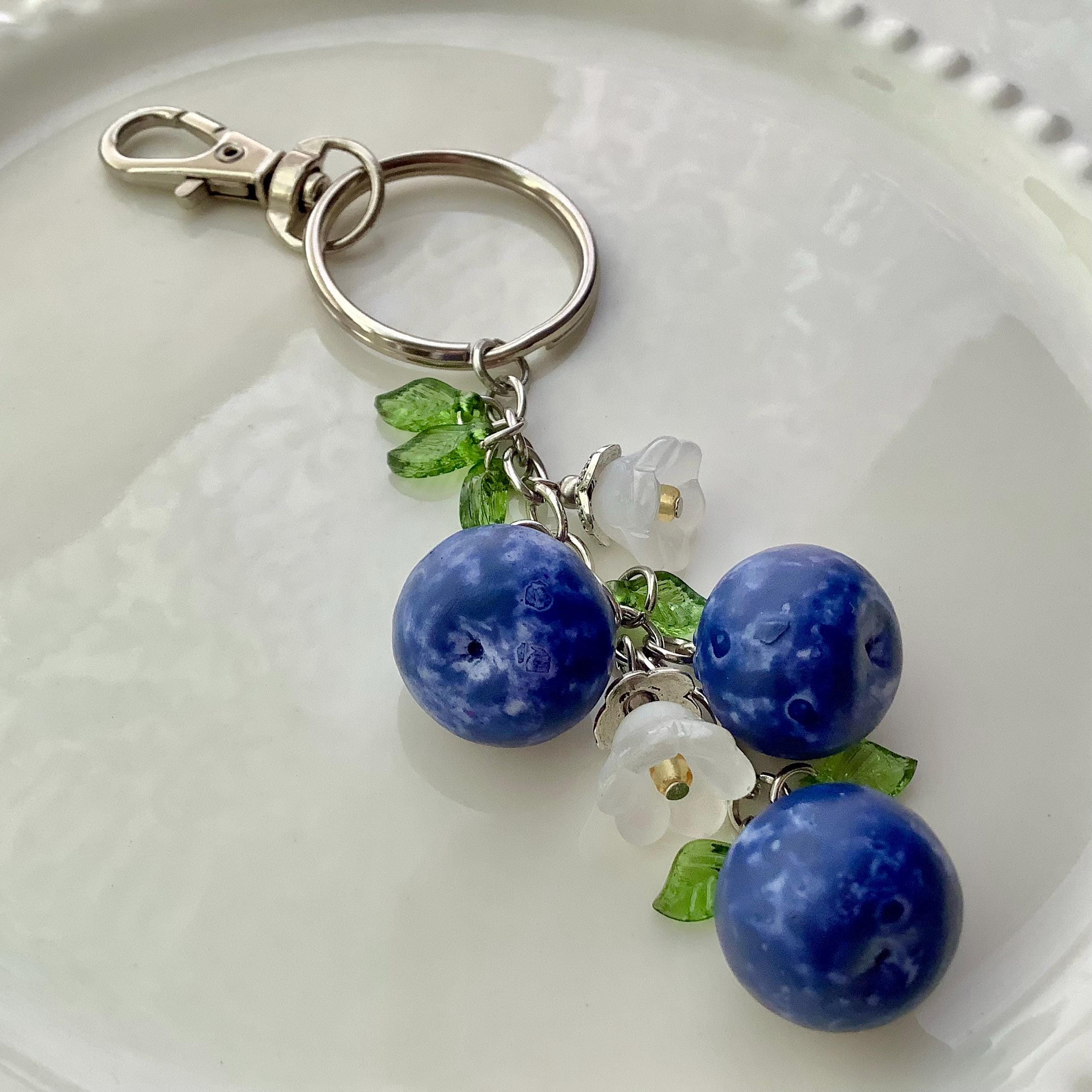 Blueberry Bag Charm: Kawaii Fruit Keychain With Realistic Blueberries ...