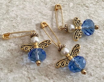 Something Borrowed Something Blue Glass Wedding Bouquet Angel w/Card Wedding Dress Angel, Guardian Angel Bridal Shower, Angel for the bride