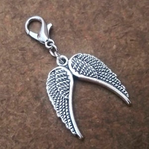 Tibetan Silver Angel Wing Charm: Lobster Clasp Dangle