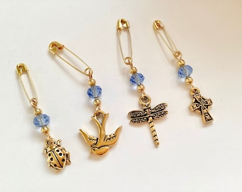 Something blue bouquet pins, blue crystal bridal lapel pins, bride charm, wedding dress charm, garter charm, ladybug, cross, dove, dragonfly