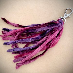 Plum Velvet Purse Tassel: Elegant Chenille Bag Charm