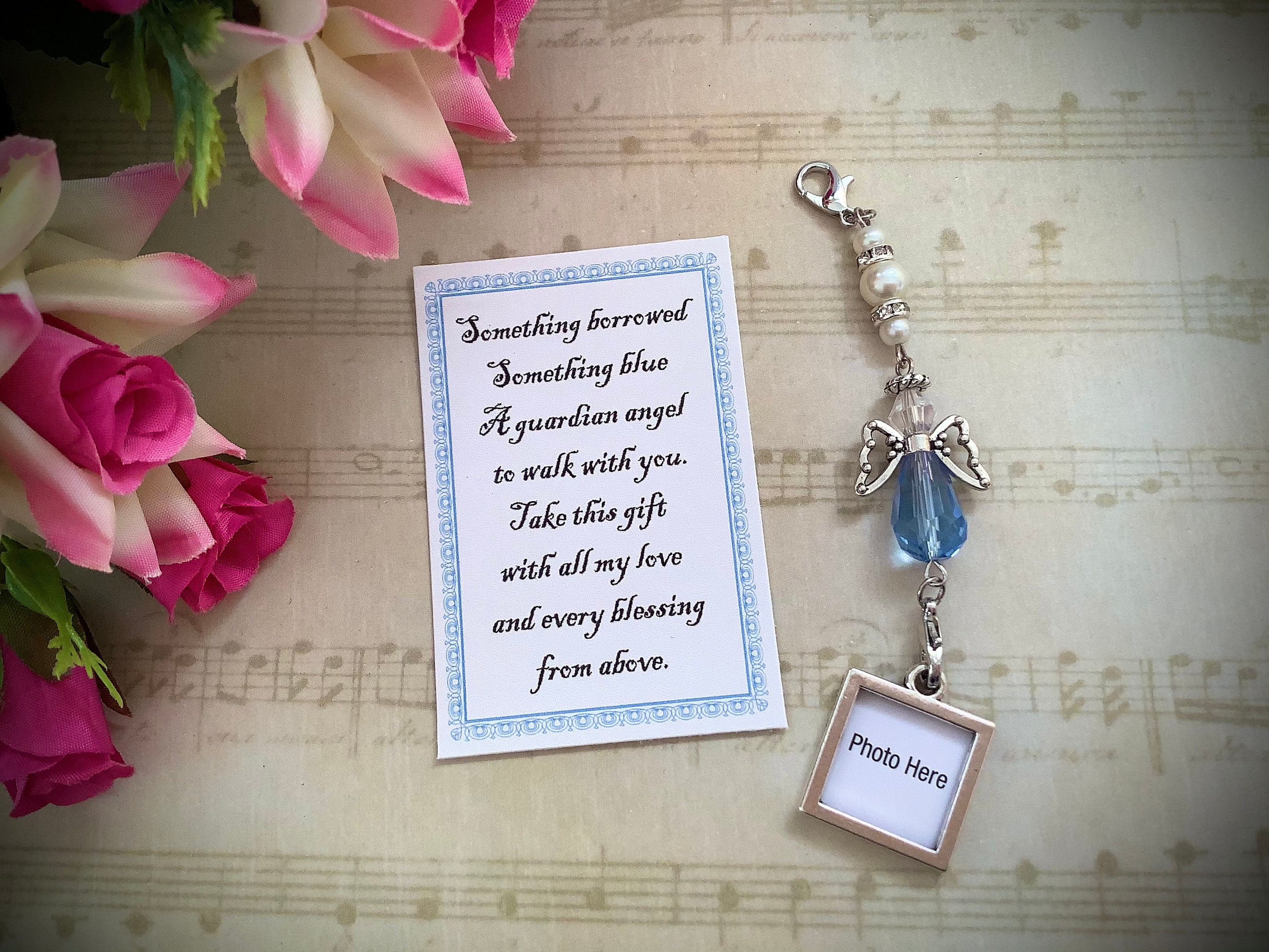 Something Blue Angel Frame Charm: Wedding Bouquet Photo Gift