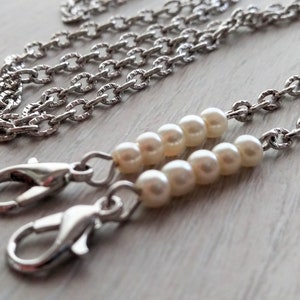 Pearl Mask Chain: Silver-Tone Necklace Lanyard, Mask Holder