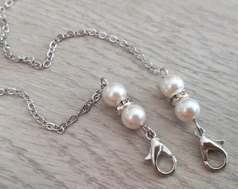 Pearl Mask Chain: Rhinestone Crystal Spacers, Necklace Lanyard
