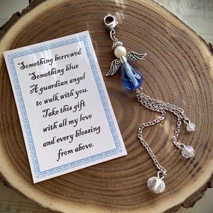 Charm for Bouquet, Something Blue Bouquet Charm - Blue Angel for the Bride - Memory Charm for Bride's Bouquet - Blue Charm - Guardian Angel