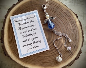 Charm for Bouquet, Something Blue Bouquet Charm - Blue Angel for the Bride - Memory Charm for Bride's Bouquet - Blue Charm - Guardian Angel