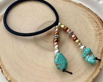 Élastiques à cheveux en perles de roche-élastiques pour cheveux-bijoux queue de cheval-bijoux pour cheveux-tresses-cheveux fantaisie-accessoires pour cheveux bohèmes-fait main-filles-femmes-bandes