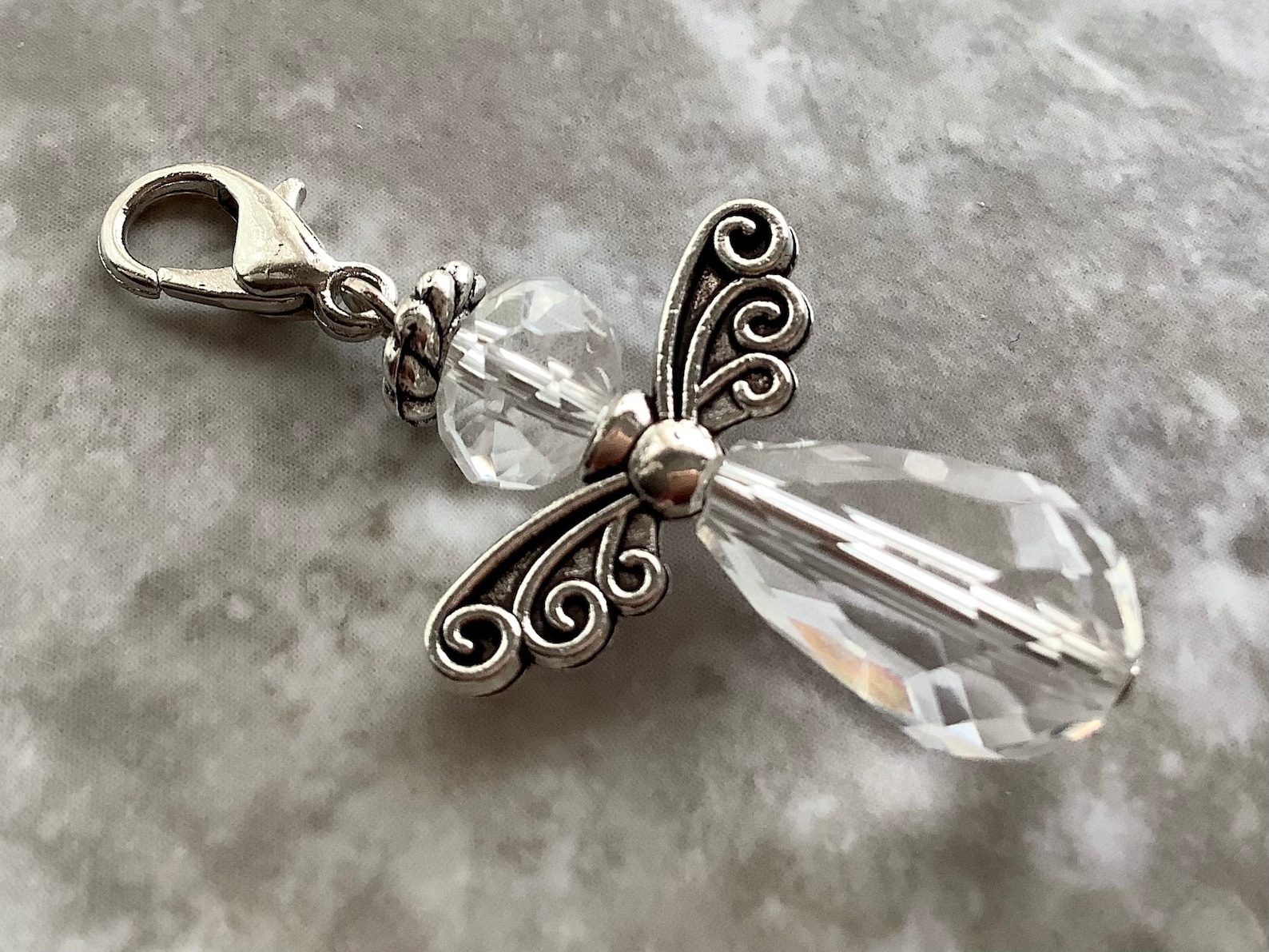 Guardian Angel Charm With Lobster Clasp White Opal or Purple Etsy