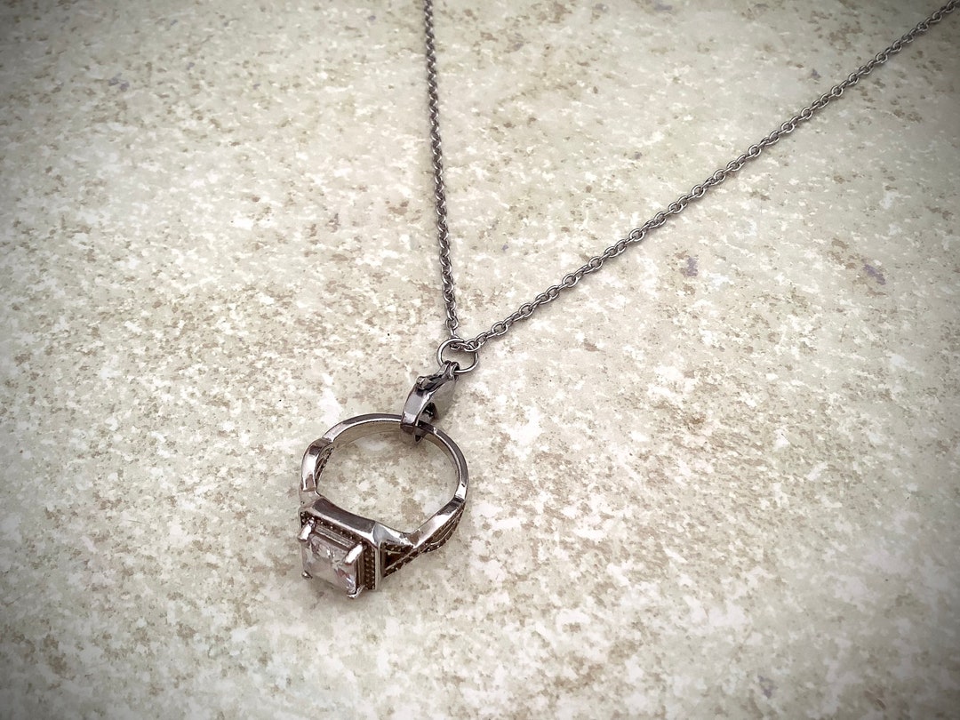 Ring Holder Necklace, Stainless Steel Necklace to Hold Ring, Ring Pendant, Ring Saver Necklace