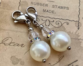Glasperlen Zipper Pull Set: 2 Stück Edelstahl Karabiner Charms