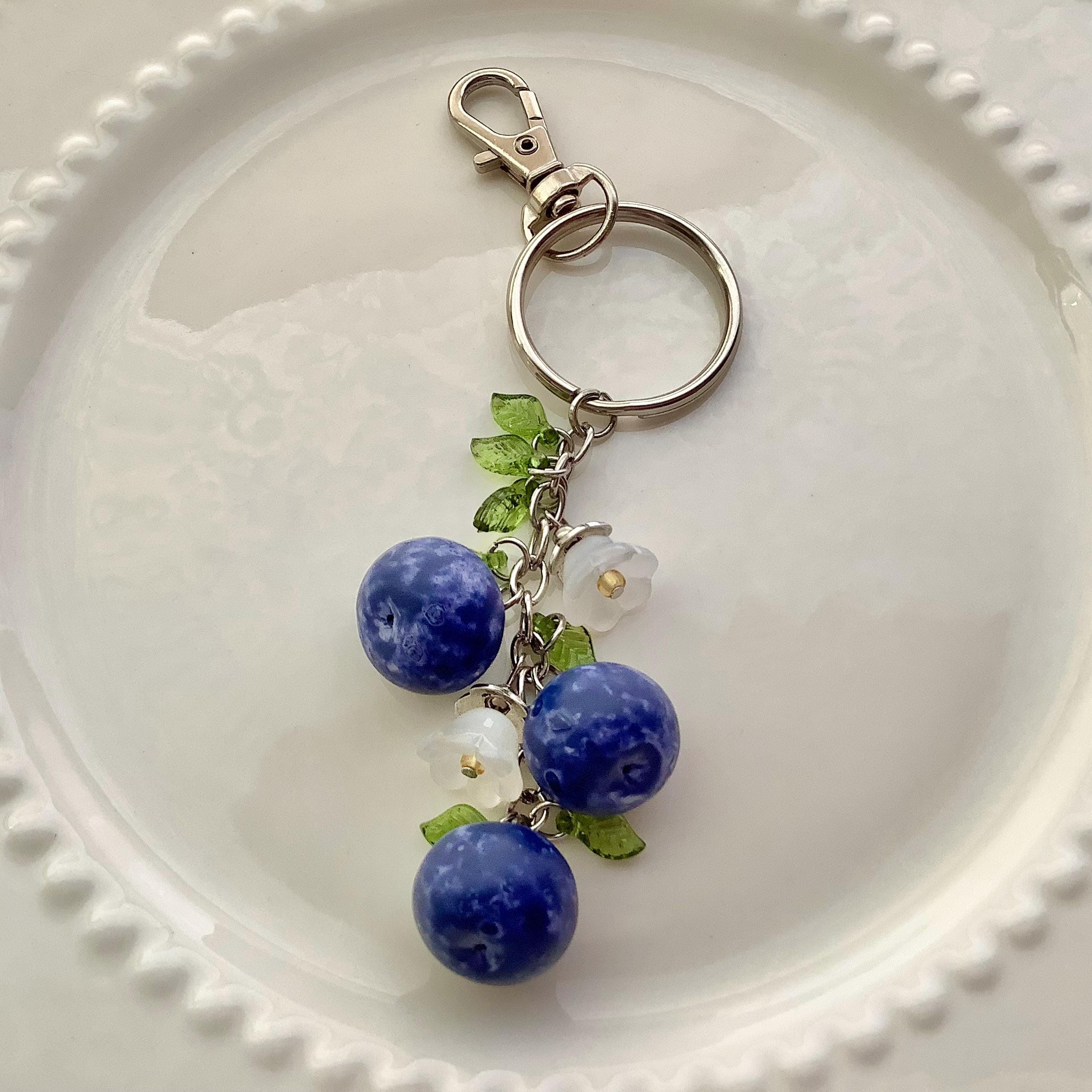 Blueberry Bag Charm: Kawaii Fruit Keychain With Realistic Blueberries ...
