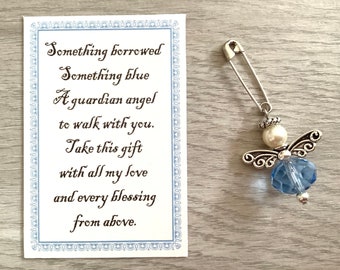 Something Blue Angel Bouquet Charm, Bride Gift