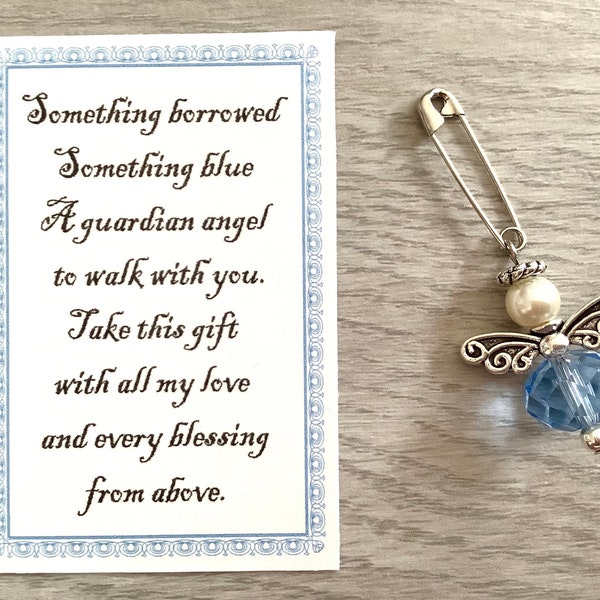 Gold or Silver Bouquet Angel Something Blue Glass Wedding Gift Charm, Wedding Dress Angel, Guardian Angel Bridal Shower, Angel for the bride