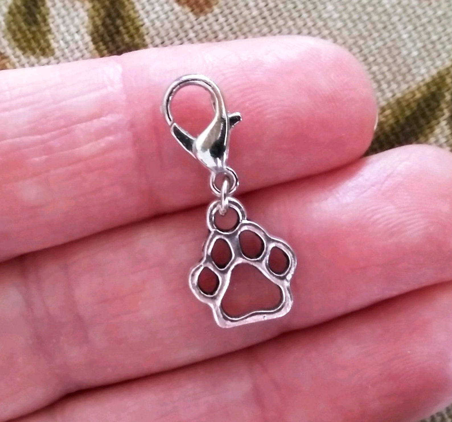 Paw Print Charm Lobster Clasp Pet Charm Pawprint Zipper Etsy