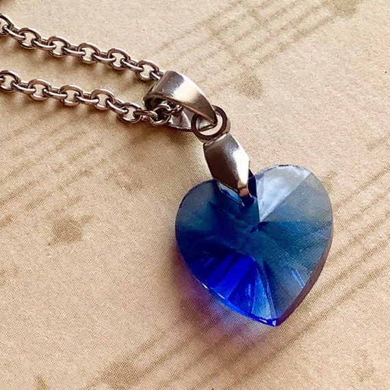Grand pendentif Titanic Cœur de l'Océan Saphir Bleu CZ Cristal