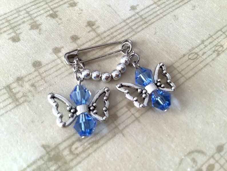 2 Guardian Angels Bridal Shower Gift Bride Gift Something Blue Glass Wedding Bouquet Charm Mom and Dad Memory Pin Loss of two loved ones