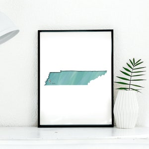 Tennessee Art, Tennessee Poster, Custom Home Art, Heart Map, Tennessee Map, Pin Your Location Map, 8x10 Poster