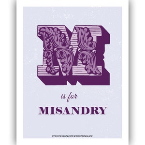 M é para cartão postal Misandry 4,25" x 5,5" - arquivo digital pronto para impressão