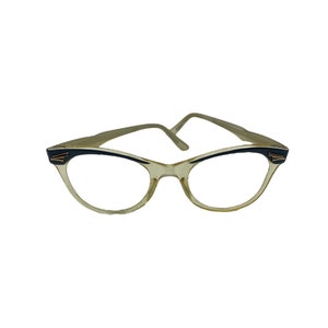 Vintage 1950s Eyeglasses, Vintage Glasses Light Blue and Clear Plastic Frames, 50s Cat Eye Rims, Eyeglass Frames Mid Century, 50s Rockabilly
