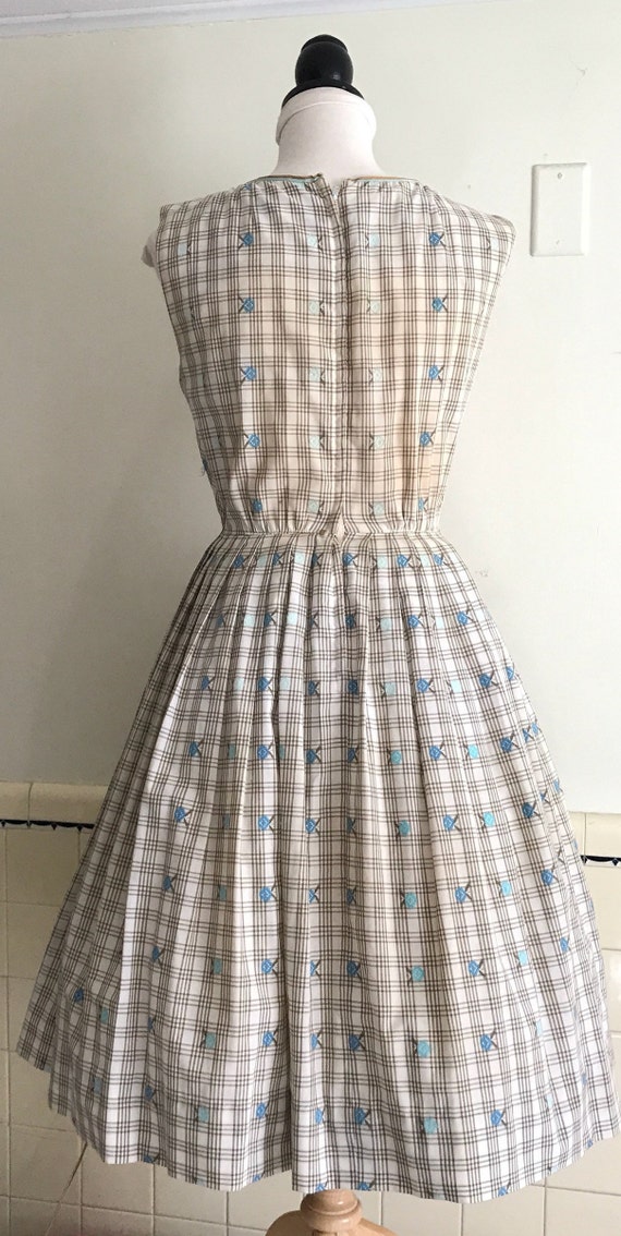 Vintage 1950s Cotton Dress, Sleeveless, Full Skir… - image 7