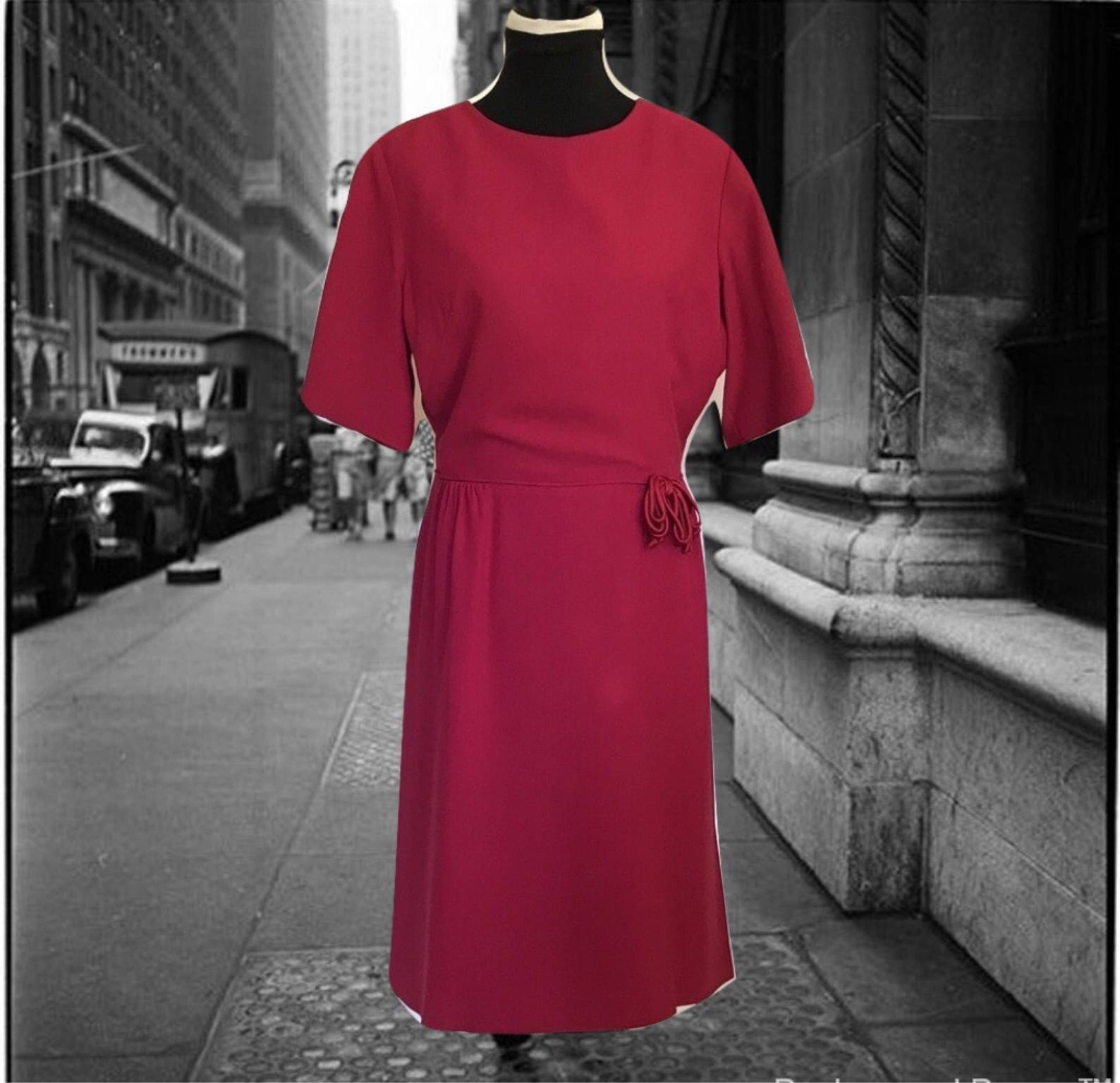 1950s Larger Wool Crepe Day Dress