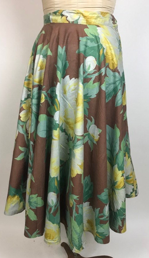 Vintage Cotton Circle Skirt Tropical Print Very Full Skirt | Etsy