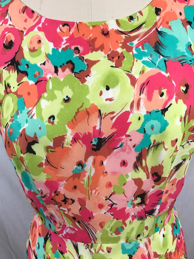 Vintage Pendleton Dress Bright Florals Fitted Bodice Full - Etsy