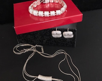 Set di gioielli vintage Napier in argento: collana, braccialetto e orecchini