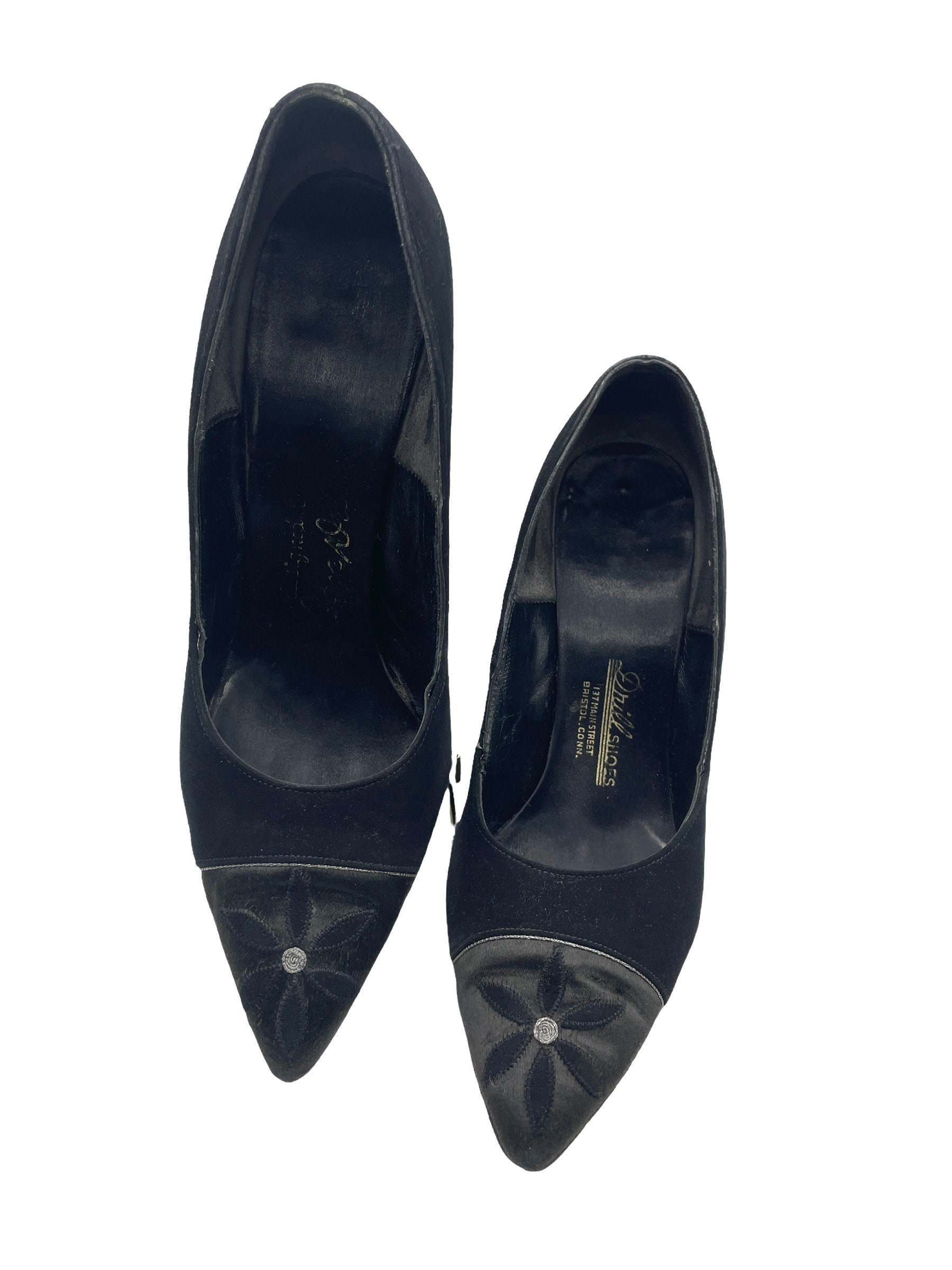 Vintage 1960s High Heels Black Suede Dan Drill Shoes - Etsy