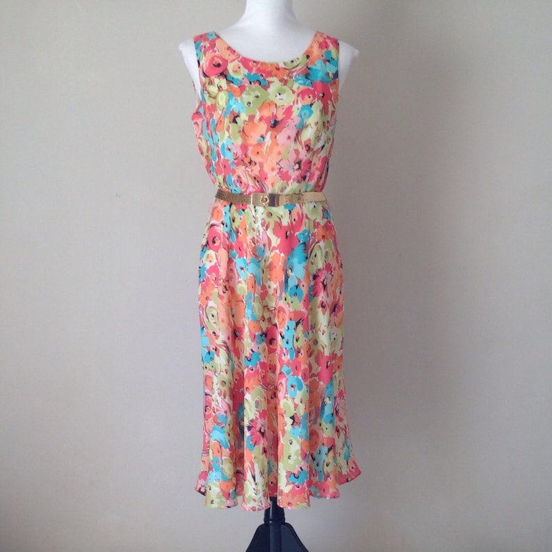 Vintage Pendleton Dress Bright Florals Fitted Bodice Full - Etsy