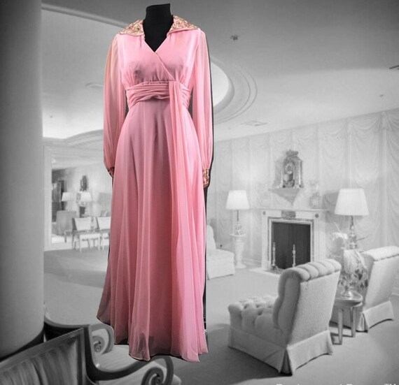 vintage pink chiffon dress