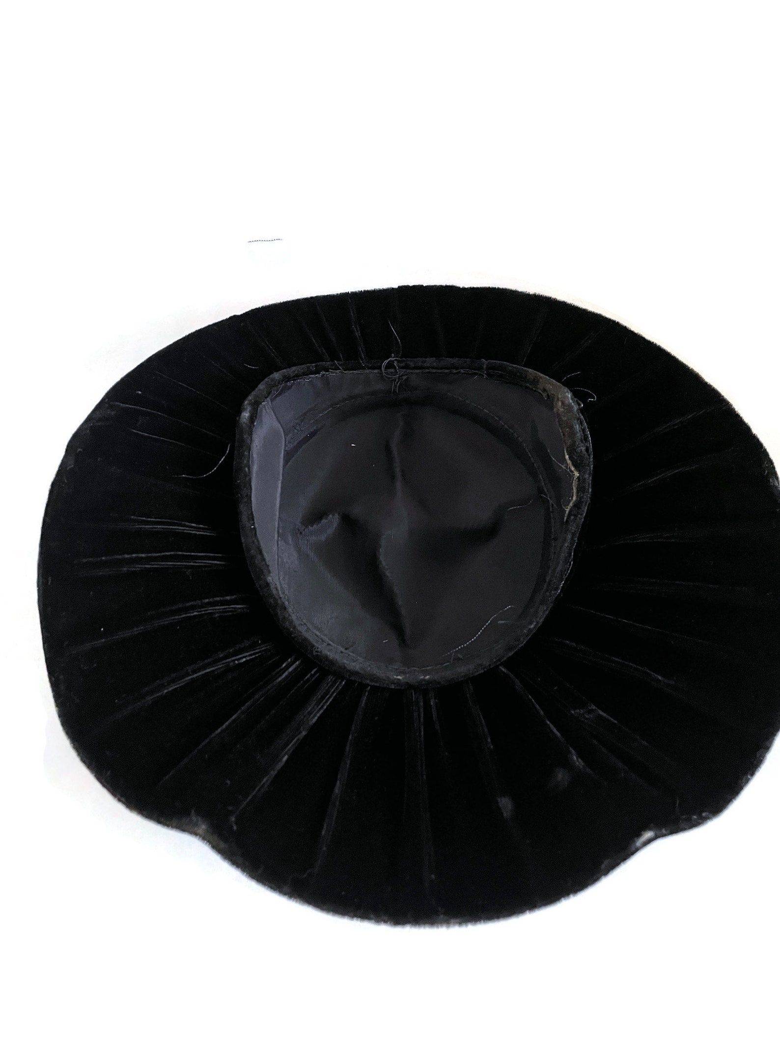 Vintage 1950s Saucer Hat Black Velvet Wide Brim Formal Hat Etsy