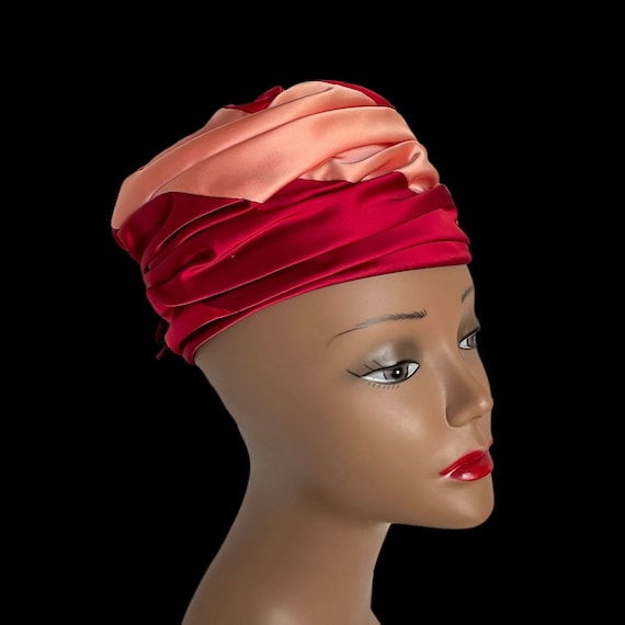 Vintage 1960s Satin Toque, Pillbox Turban Style H… - image 2