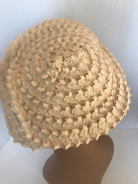 Vintage Grosgrain Ribbon Beret Off White Winter W… - image 3