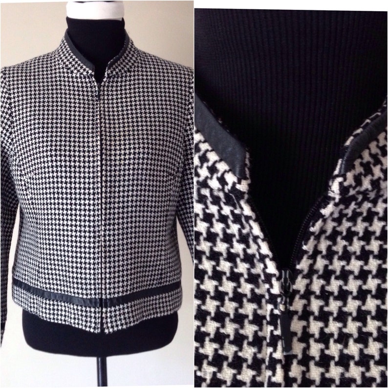 Vintage Pendleton Wool Jacket Black and White Houndstooth Etsy