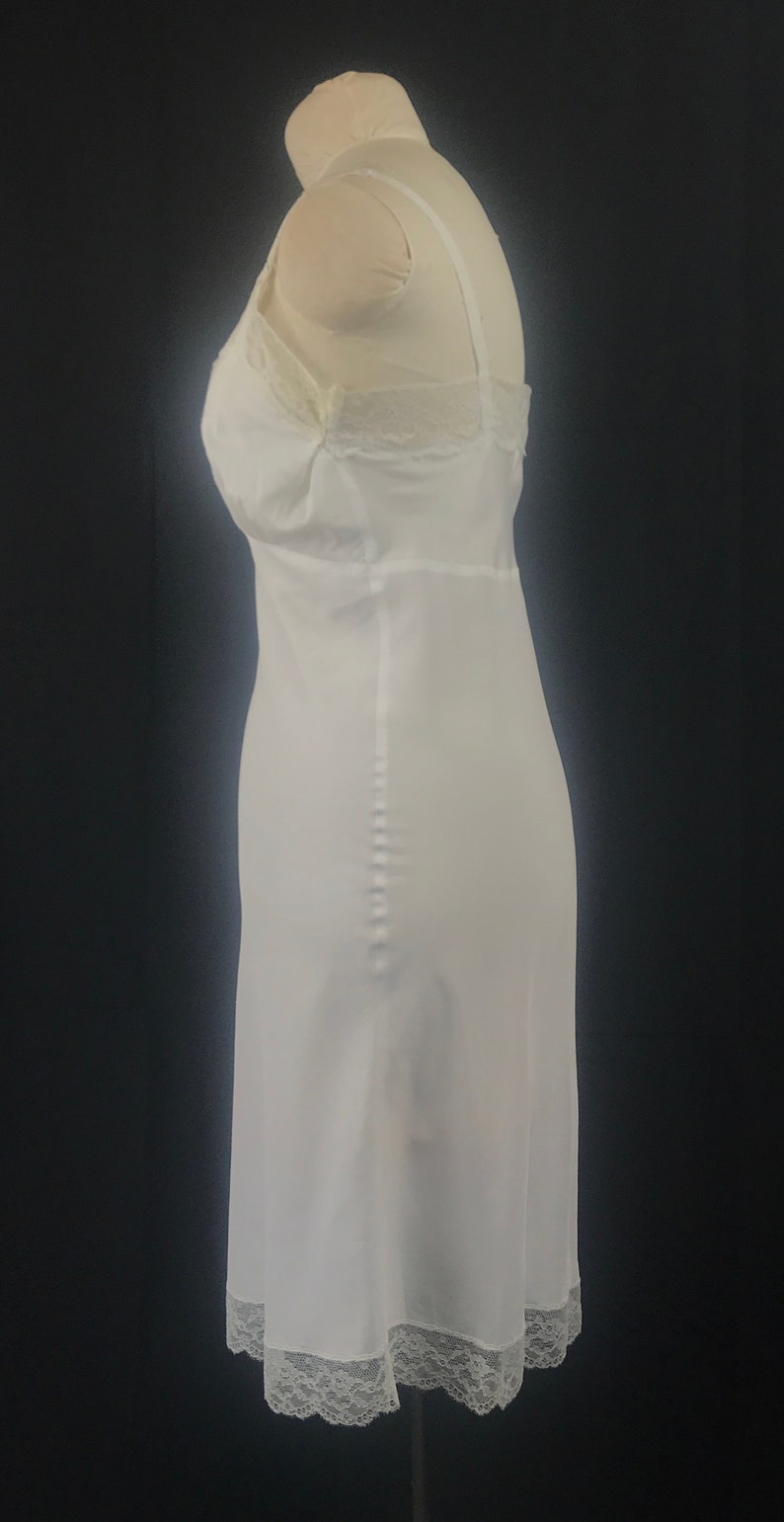 Vintage Lingerie White Full Slip, Barbizon Acclaim, Slip Dress, Nylon and Lace, Size Miss 16, Goddess Wear, Nightie Slip, Bust 34 image 7