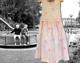 【完売品】サンサカエプチ　Laura smocked dress 80s Laura Ashley Dress Turquoise Floral Dress Midi Puff