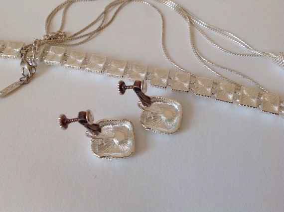 Vintage Jewelry Napier Necklace Set Silvertone Ch… - image 5