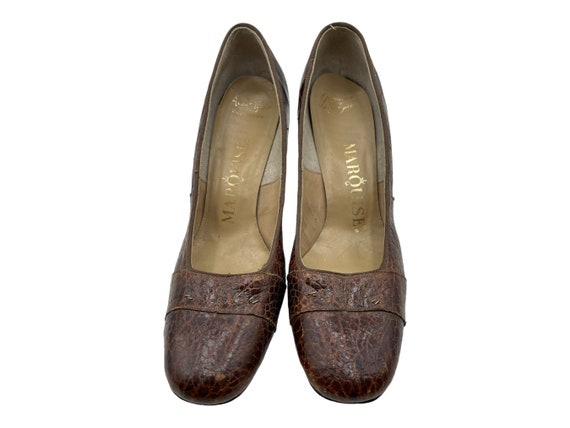 Vintage 1960s Heels, Alligator Pumps, Marquise Br… - image 4