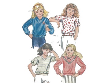 Vintage 1960s Sewing Pattern, Girls Blouse Top, Butterick 3449, Un Cut Pattern, Factory Folds, Size Large, Summer Top