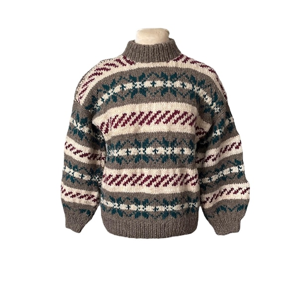 Pull Vintage En Laine Fait Main Pour Femme - Taille M - Occasion Très Bon état