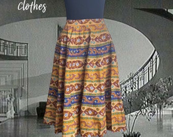 Vintage 1950s Circle Skirt, Full Boho Skirt, Vintage Paneled Skirt, Rattet & Son, Retay Skirt, 50s Rockabilly Skirt, Gored Skirt, Small