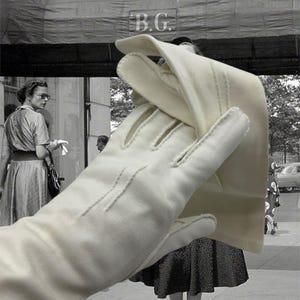 Vintage 1950s 1960s Ladies White Gloves, Over the Wrist, Hand Stitched, 50s Accessories, Gloves for Women, Cotton