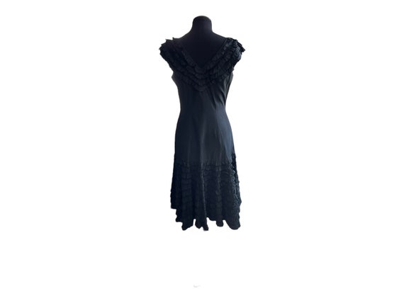 Vintage 1950s Elinor Gay Black Taffeta Dress, Ruf… - image 6