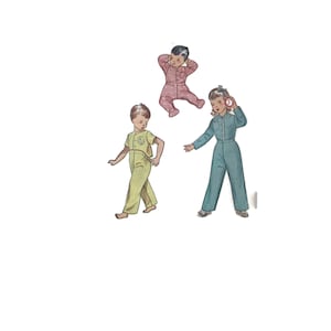 Vintage 1950s Childs Pajama Sewing Pattern, Simplicity 3377, Size 1, Toddler Sleepwear, 50s Kids Clothing, Two Piece Pajamas