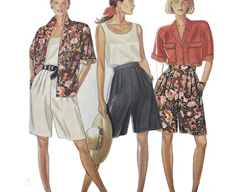 UN-CUT Vintage 1980s Pattern, New Look 6563, Blouse Shorts Jacket, Size 8-20, Pick a Size, Factory Folds, Bust 31-42, 80s Summer Clothing