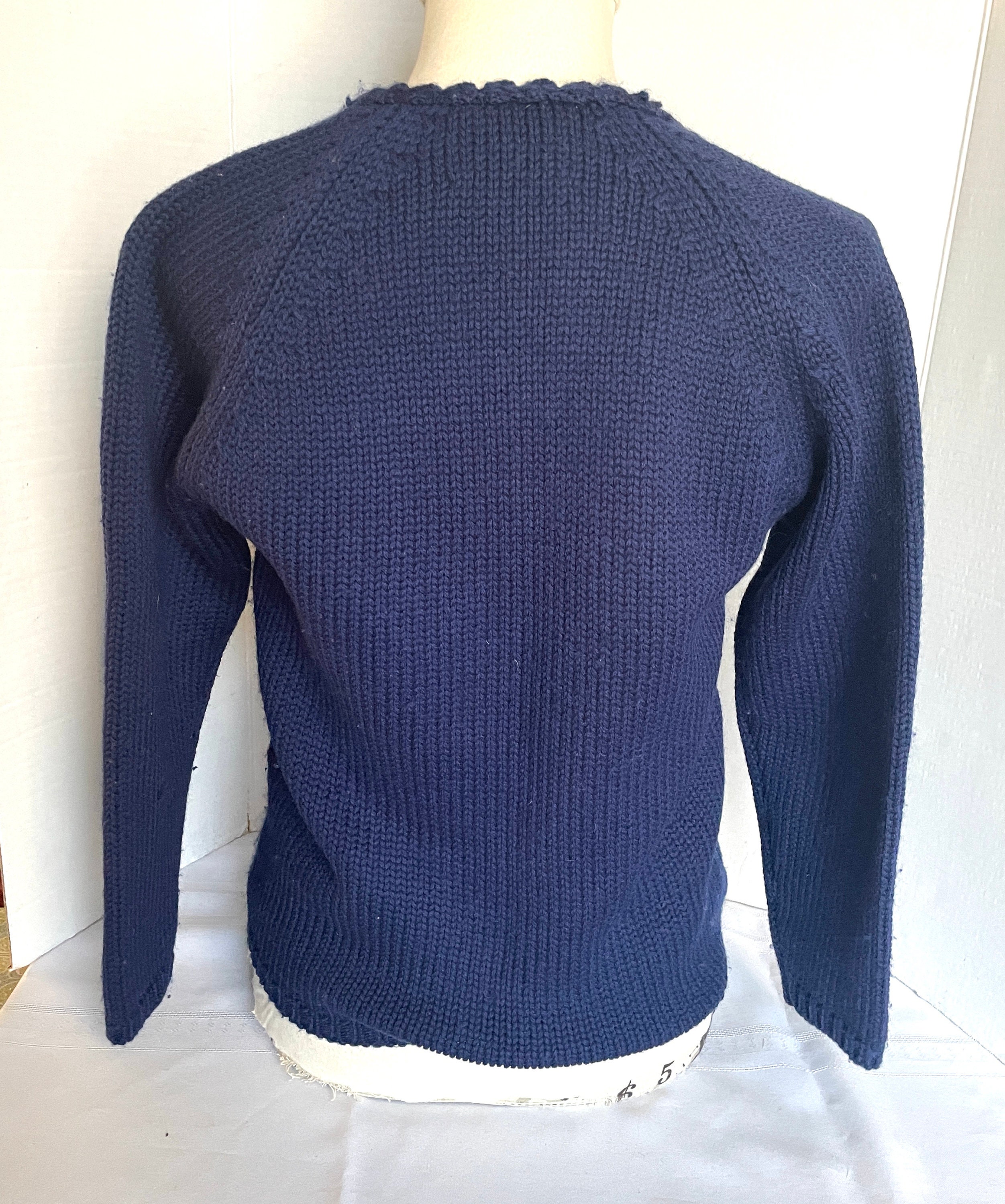 Vintage 1960s Knit Cardigan Sweater Navy Blue Virgin Wool - Etsy